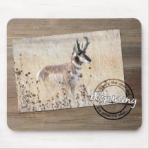 Pronghorn Antelope Photo on Wood - Wyoming WY USA Mousepads
