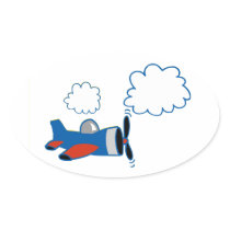 Prop Plane Oval Sticker