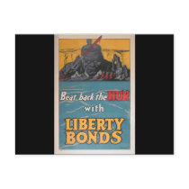 Propaganda Poster "Beat Back the Hun" WWI postcards by harlowandcompany Propaganda Poster "Beat Back the Hun" WWI postcards