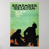 Propaganda Poster "Remember Belgium" WWII