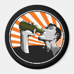 Propaganda style beer drinking magnet