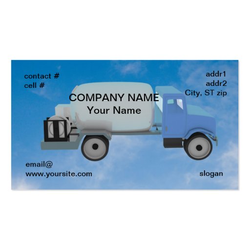 propane truck on blue sky business card