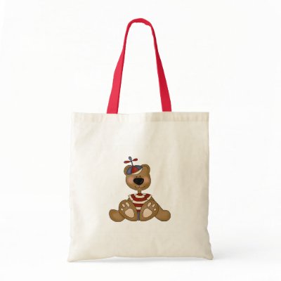 Propeller Hat Teddy Bear Canvas Bag by toddlersplace