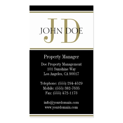 Property Manager Gold Stripe W/W Business Card (back side)