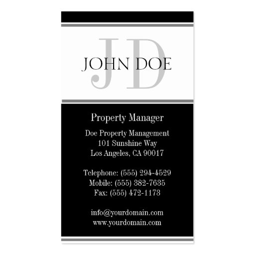 Property Manager Stripe W/W Business Cards (back side)