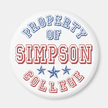 Property Of College Simpson - Customized Refrigerator Magnets