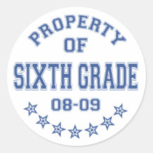 Property Of Sixth Grade Round Sticker