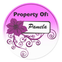 Property Of Sticker (floral purple & background )