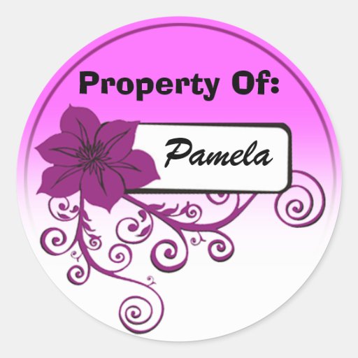 Property Of Sticker (floral purple & background ) | Zazzle