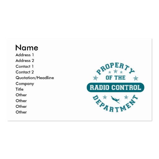Property of the Radio Control Department Business Card (front side)