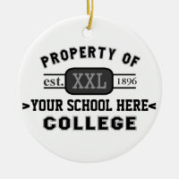 Property of Your School or College Personalized Double-Sided Ceramic Round Christmas Ornament