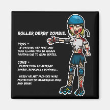 Pros and Cons Roller Derby Zombie Fridge Magnets