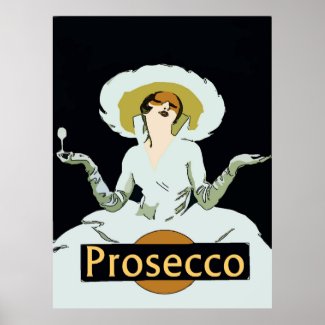 Prosecco, Vintage Style Lady, Sign Posters