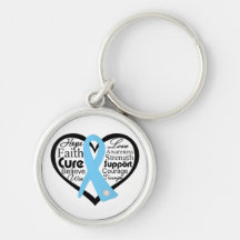 Prostate Cancer Heart Ribbon Collage Keychain