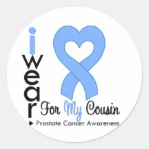 Prostate Cancer Heart Ribbon COUSIN Round Sticker