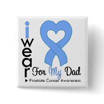 Prostate Cancer Heart Ribbon DAD Pinback Buttons