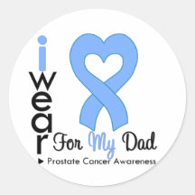 Prostate Cancer Heart Ribbon DAD Round Stickers