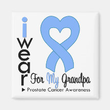 Prostate Cancer Light Blue Heart Ribbon GRANDPA Magnets