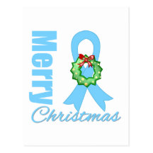 Prostate Cancer Merry Christmas Ribbon Post Cards