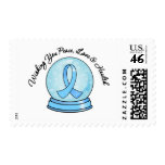 Prostate Cancer Ribbon Merry Christmas Snowglobe Postage Stamp