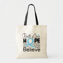 Prostate Cancer Typographic Faith Love Hope Tote Bag