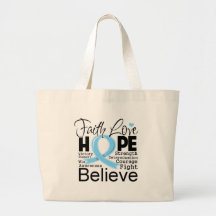 Prostate Cancer Typographic Faith Love Hope Canvas Bags