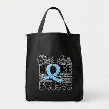 Prostate Cancer Typographic Faith Love Hope Tote Bag