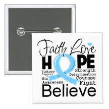 Prostate Cancer Typographic Faith Love Hope Pinback Button