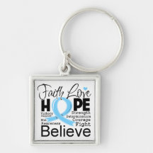 Prostate Cancer Typographic Faith Love Hope Key Chains