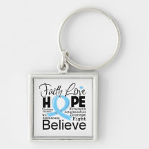 Prostate Cancer Typographic Faith Love Hope Keychains