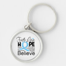 Prostate Cancer Typographic Faith Love Hope Keychain