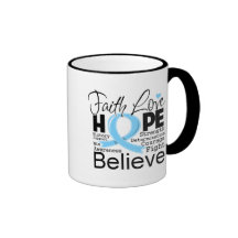 Prostate Cancer Typographic Faith Love Hope Coffee Mugs