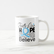 Prostate Cancer Typographic Faith Love Hope Mugs