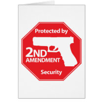 Protected by 2nd Amendment - Red Greeting Cards