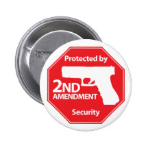 Protected by 2nd Amendment - Red Pinback Button