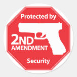 Protected by 2nd Amendment - Red Round Sticker
