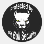 Protected by Pit Bull Security Round Stickers