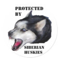 PROTECTED BY, SIBERIAN HUSKIES stickers