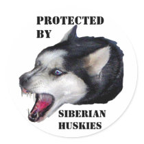 PROTECTED BY, SIBERIAN HUSKIES stickers by HinaLupo PROTECTED BY, SIBERIAN HUSKIES stickers