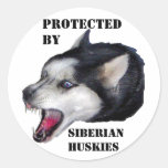 PROTECTED BY, SIBERIAN HUSKIES STICKER