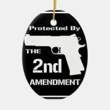 Protected By The Second Amendment (Black).png Christmas Ornament