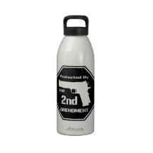 Protected By The Second Amendment (Black) Reusable Water Bottles