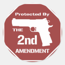 Protected By The Second Amendment (Red).png Round Sticker