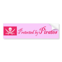 ProtectedByPirates,Bumper Sticker bumper stickers by Imaginechest ProtectedByPirates,Bumper Sticker bumper stickers