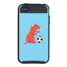 Protective Funny Cartoon Dinosaur Soccer iPhone 4 Cover