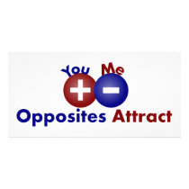 Protons, Electrons, Opposites Attract photo cards by NerdiestShirts Protons, Electrons, Opposites Attract photo cards