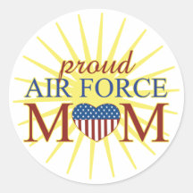 Proud Air Force Mom Round Sticker