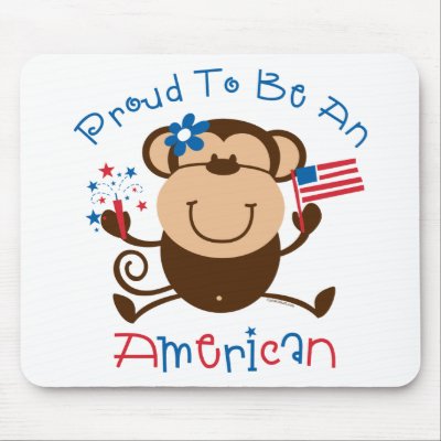 Proud American Girl Monkey Mouse Pad by pinkinkart