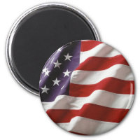 Proud and Patriotic USA Flag 2 Inch Round Magnet