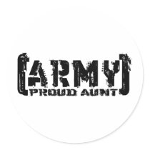 Proud Army Aunt - Tattered Round Stickers